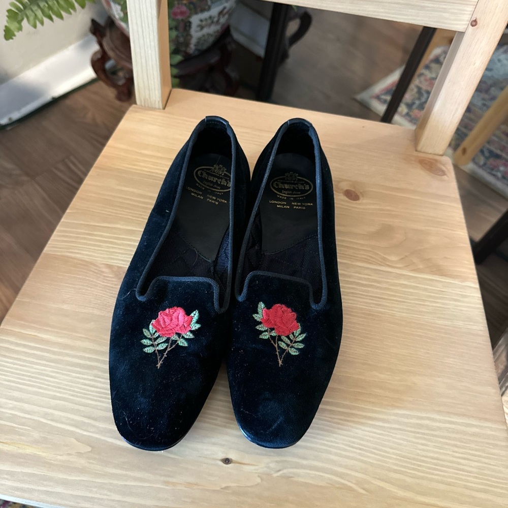 Church's Black Sovereign Rose Velvet Loafers - Picture 6 of 6